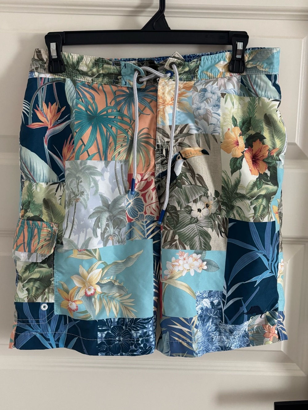Tommy Bahama Baja Patchwork Board Shorts Tropical Floral Swim Trunks